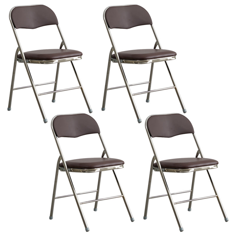 Industrial Style PU Leather Dining Chairs Open Back Dining Side Chairs for Home Brown 4 Piece Set Silver Clearhalo ' kitchen&dining_furn' 'Dining Chairs' 'Dining Tables & Seating' 'dining_chair' 'furn' 'furn_dining_chair' 'Furniture' 'furniture_dining_chair' 'Kitchen & Dining Furniture' 'kitchen' 3950377