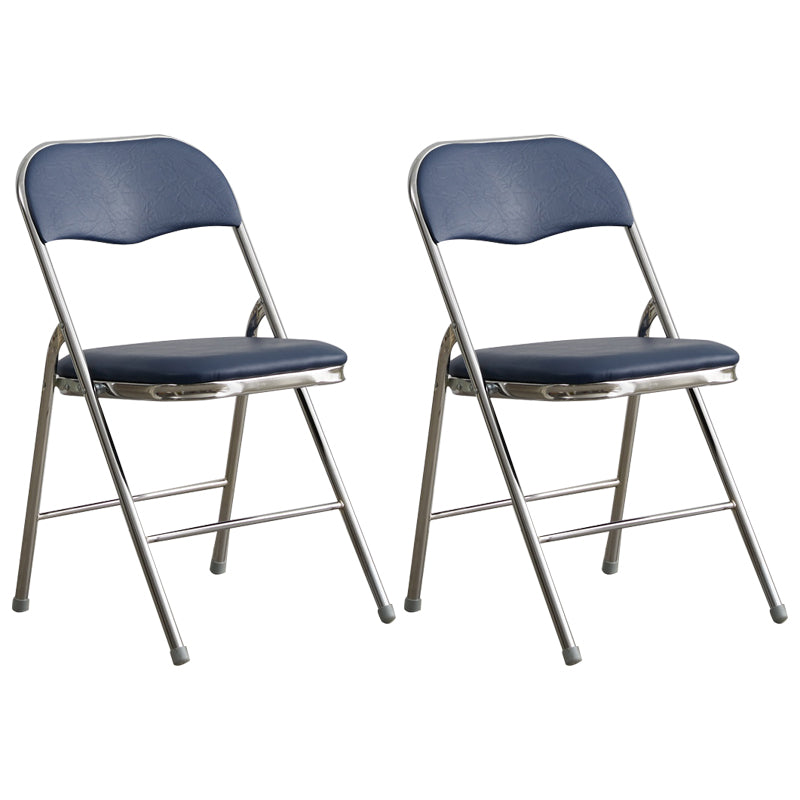 Industrial Style PU Leather Dining Chairs Open Back Dining Side Chairs for Home Blue 2 Piece Set Silver Clearhalo ' kitchen&dining_furn' 'Dining Chairs' 'Dining Tables & Seating' 'dining_chair' 'furn' 'furn_dining_chair' 'Furniture' 'furniture_dining_chair' 'Kitchen & Dining Furniture' 'kitchen' 3950379