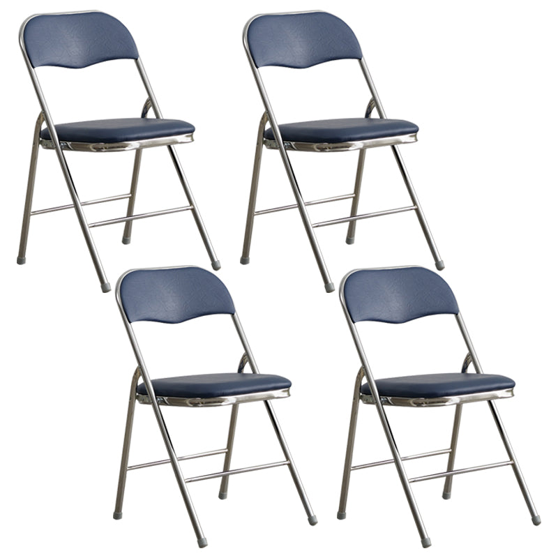 Industrial Style PU Leather Dining Chairs Open Back Dining Side Chairs for Home Blue 4 Piece Set Silver Clearhalo ' kitchen&dining_furn' 'Dining Chairs' 'Dining Tables & Seating' 'dining_chair' 'furn' 'furn_dining_chair' 'Furniture' 'furniture_dining_chair' 'Kitchen & Dining Furniture' 'kitchen' 3950380