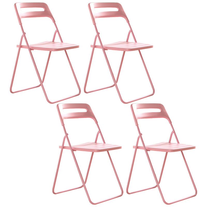 Modern Style Plastic Dining Armless Chairs Open Back Dining Side Chairs for Home Use Pink 4 Piece Set Clearhalo ' kitchen&dining_furn' 'Dining Chairs' 'Dining Tables & Seating' 'dining_chair' 'furn' 'furn_dining_chair' 'Furniture' 'furniture_dining_chair' 'Kitchen & Dining Furniture' 'kitchen' 3950431