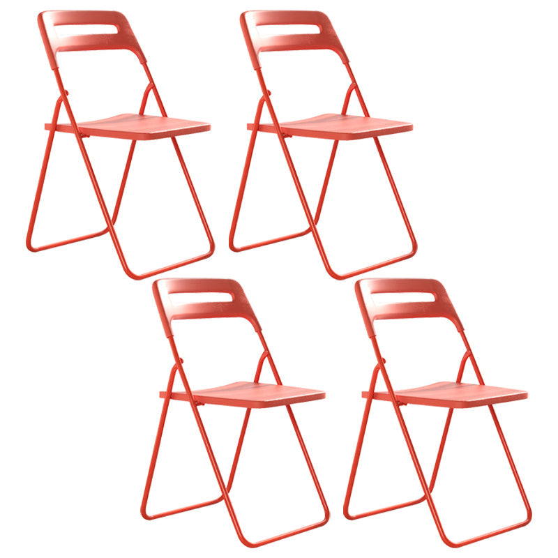 Modern Style Plastic Dining Armless Chairs Open Back Dining Side Chairs for Home Use Orange 4 Piece Set Clearhalo ' kitchen&dining_furn' 'Dining Chairs' 'Dining Tables & Seating' 'dining_chair' 'furn' 'furn_dining_chair' 'Furniture' 'furniture_dining_chair' 'Kitchen & Dining Furniture' 'kitchen' 3950437