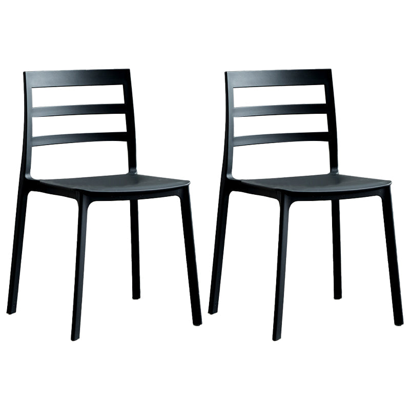 Minimalist Style Ladder Back Dining Chairs Plastic Dining Armless Chairs for Home Black 2 Piece Set Clearhalo ' kitchen&dining_furn' 'Dining Chairs' 'Dining Tables & Seating' 'dining_chair' 'furn' 'furn_dining_chair' 'Furniture' 'furniture_dining_chair' 'Kitchen & Dining Furniture' 'kitchen' 3950442
