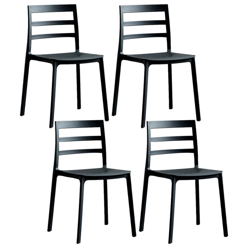 Minimalist Style Ladder Back Dining Chairs Plastic Dining Armless Chairs for Home Black 4 Piece Set Clearhalo ' kitchen&dining_furn' 'Dining Chairs' 'Dining Tables & Seating' 'dining_chair' 'furn' 'furn_dining_chair' 'Furniture' 'furniture_dining_chair' 'Kitchen & Dining Furniture' 'kitchen' 3950443