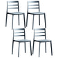 Minimalist Style Ladder Back Dining Chairs Plastic Dining Armless Chairs for Home Grey 4 Piece Set Clearhalo ' kitchen&dining_furn' 'Dining Chairs' 'Dining Tables & Seating' 'dining_chair' 'furn' 'furn_dining_chair' 'Furniture' 'furniture_dining_chair' 'Kitchen & Dining Furniture' 'kitchen' 3950449