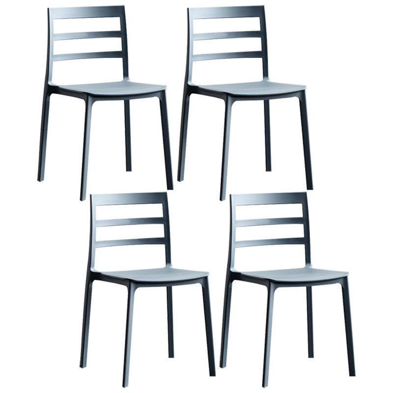 Minimalist Style Ladder Back Dining Chairs Plastic Dining Armless Chairs for Home Grey 4 Piece Set Clearhalo ' kitchen&dining_furn' 'Dining Chairs' 'Dining Tables & Seating' 'dining_chair' 'furn' 'furn_dining_chair' 'Furniture' 'furniture_dining_chair' 'Kitchen & Dining Furniture' 'kitchen' 3950449