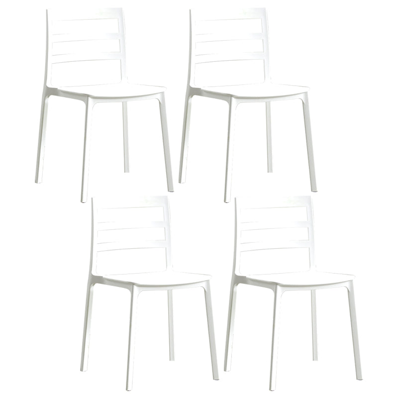 Minimalist Style Ladder Back Dining Chairs Plastic Dining Armless Chairs for Home White 4 Piece Set Clearhalo ' kitchen&dining_furn' 'Dining Chairs' 'Dining Tables & Seating' 'dining_chair' 'furn' 'furn_dining_chair' 'Furniture' 'furniture_dining_chair' 'Kitchen & Dining Furniture' 'kitchen' 3950456