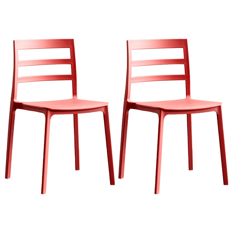 Minimalist Style Ladder Back Dining Chairs Plastic Dining Armless Chairs for Home Red 2 Piece Set Clearhalo ' kitchen&dining_furn' 'Dining Chairs' 'Dining Tables & Seating' 'dining_chair' 'furn' 'furn_dining_chair' 'Furniture' 'furniture_dining_chair' 'Kitchen & Dining Furniture' 'kitchen' 3950459