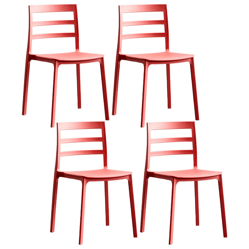 Minimalist Style Ladder Back Dining Chairs Plastic Dining Armless Chairs for Home Red 4 Piece Set Clearhalo ' kitchen&dining_furn' 'Dining Chairs' 'Dining Tables & Seating' 'dining_chair' 'furn' 'furn_dining_chair' 'Furniture' 'furniture_dining_chair' 'Kitchen & Dining Furniture' 'kitchen' 3950462