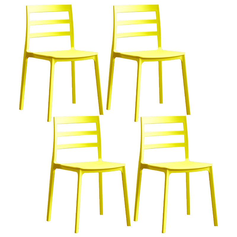 Minimalist Style Ladder Back Dining Chairs Plastic Dining Armless Chairs for Home Yellow 4 Piece Set Clearhalo ' kitchen&dining_furn' 'Dining Chairs' 'Dining Tables & Seating' 'dining_chair' 'furn' 'furn_dining_chair' 'Furniture' 'furniture_dining_chair' 'Kitchen & Dining Furniture' 'kitchen' 3950466