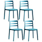 Minimalist Style Ladder Back Dining Chairs Plastic Dining Armless Chairs for Home Blue 4 Piece Set Clearhalo ' kitchen&dining_furn' 'Dining Chairs' 'Dining Tables & Seating' 'dining_chair' 'furn' 'furn_dining_chair' 'Furniture' 'furniture_dining_chair' 'Kitchen & Dining Furniture' 'kitchen' 3950469
