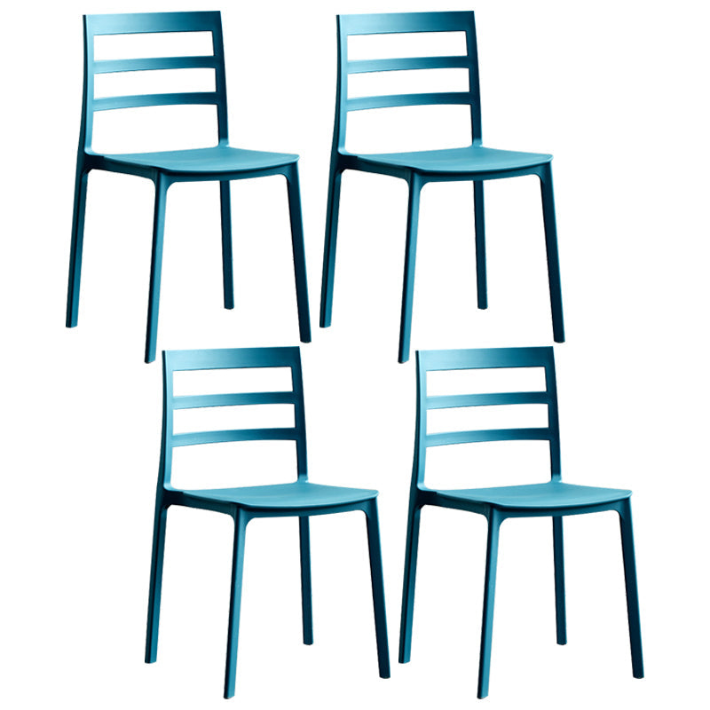 Minimalist Style Ladder Back Dining Chairs Plastic Dining Armless Chairs for Home Blue 4 Piece Set Clearhalo ' kitchen&dining_furn' 'Dining Chairs' 'Dining Tables & Seating' 'dining_chair' 'furn' 'furn_dining_chair' 'Furniture' 'furniture_dining_chair' 'Kitchen & Dining Furniture' 'kitchen' 3950469