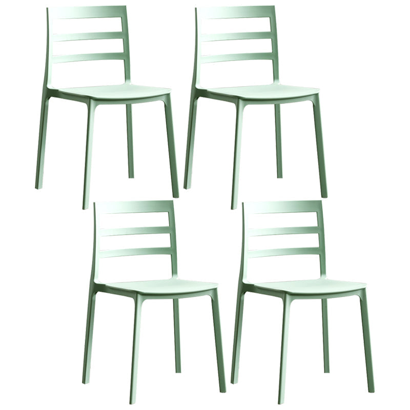 Minimalist Style Ladder Back Dining Chairs Plastic Dining Armless Chairs for Home Green 4 Piece Set Clearhalo ' kitchen&dining_furn' 'Dining Chairs' 'Dining Tables & Seating' 'dining_chair' 'furn' 'furn_dining_chair' 'Furniture' 'furniture_dining_chair' 'Kitchen & Dining Furniture' 'kitchen' 3950472