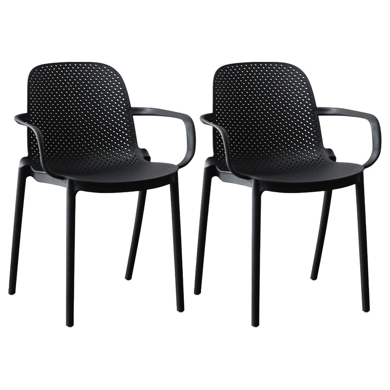 Contemporary Style Plastic Dining Armchairs Solid Back Dining SIde Chair Black 2 Piece Set Clearhalo ' kitchen&dining_furn' 'Dining Chairs' 'Dining Tables & Seating' 'dining_chair' 'furn' 'furn_dining_chair' 'Furniture' 'furniture_dining_chair' 'Kitchen & Dining Furniture' 'kitchen' 3950475