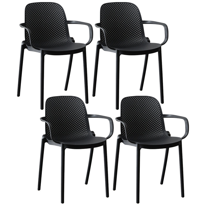 Contemporary Style Plastic Dining Armchairs Solid Back Dining SIde Chair Black 4 Piece Set Clearhalo ' kitchen&dining_furn' 'Dining Chairs' 'Dining Tables & Seating' 'dining_chair' 'furn' 'furn_dining_chair' 'Furniture' 'furniture_dining_chair' 'Kitchen & Dining Furniture' 'kitchen' 3950476