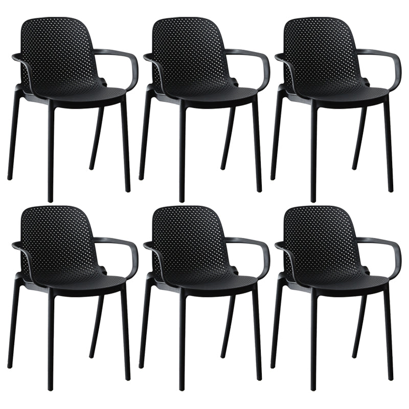 Contemporary Style Plastic Dining Armchairs Solid Back Dining SIde Chair Black 6 Piece Set Clearhalo ' kitchen&dining_furn' 'Dining Chairs' 'Dining Tables & Seating' 'dining_chair' 'furn' 'furn_dining_chair' 'Furniture' 'furniture_dining_chair' 'Kitchen & Dining Furniture' 'kitchen' 3950478