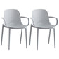 Contemporary Style Plastic Dining Armchairs Solid Back Dining SIde Chair Grey 2 Piece Set Clearhalo ' kitchen&dining_furn' 'Dining Chairs' 'Dining Tables & Seating' 'dining_chair' 'furn' 'furn_dining_chair' 'Furniture' 'furniture_dining_chair' 'Kitchen & Dining Furniture' 'kitchen' 3950480