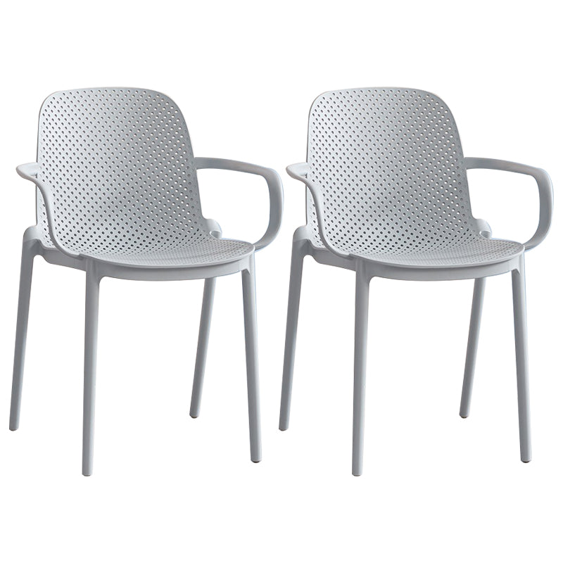 Contemporary Style Plastic Dining Armchairs Solid Back Dining SIde Chair Grey 2 Piece Set Clearhalo ' kitchen&dining_furn' 'Dining Chairs' 'Dining Tables & Seating' 'dining_chair' 'furn' 'furn_dining_chair' 'Furniture' 'furniture_dining_chair' 'Kitchen & Dining Furniture' 'kitchen' 3950480