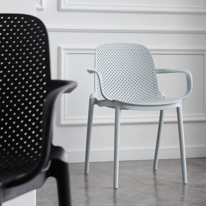 Contemporary Style Plastic Dining Armchairs Solid Back Dining SIde Chair Clearhalo ' kitchen&dining_furn' 'Dining Chairs' 'Dining Tables & Seating' 'dining_chair' 'furn' 'furn_dining_chair' 'Furniture' 'furniture_dining_chair' 'Kitchen & Dining Furniture' 'kitchen' 3950481