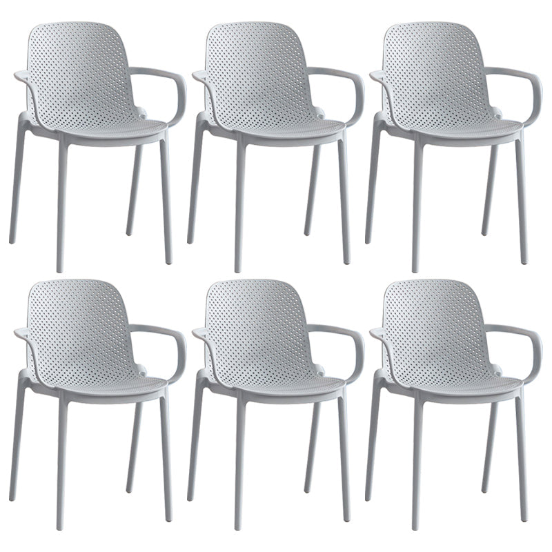 Contemporary Style Plastic Dining Armchairs Solid Back Dining SIde Chair Grey 6 Piece Set Clearhalo ' kitchen&dining_furn' 'Dining Chairs' 'Dining Tables & Seating' 'dining_chair' 'furn' 'furn_dining_chair' 'Furniture' 'furniture_dining_chair' 'Kitchen & Dining Furniture' 'kitchen' 3950484