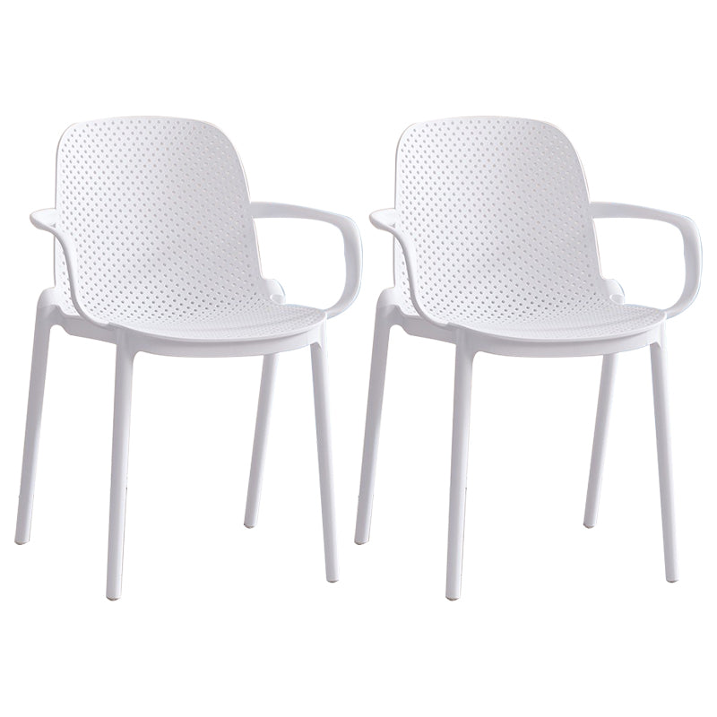 Contemporary Style Plastic Dining Armchairs Solid Back Dining SIde Chair White 2 Piece Set Clearhalo ' kitchen&dining_furn' 'Dining Chairs' 'Dining Tables & Seating' 'dining_chair' 'furn' 'furn_dining_chair' 'Furniture' 'furniture_dining_chair' 'Kitchen & Dining Furniture' 'kitchen' 3950486