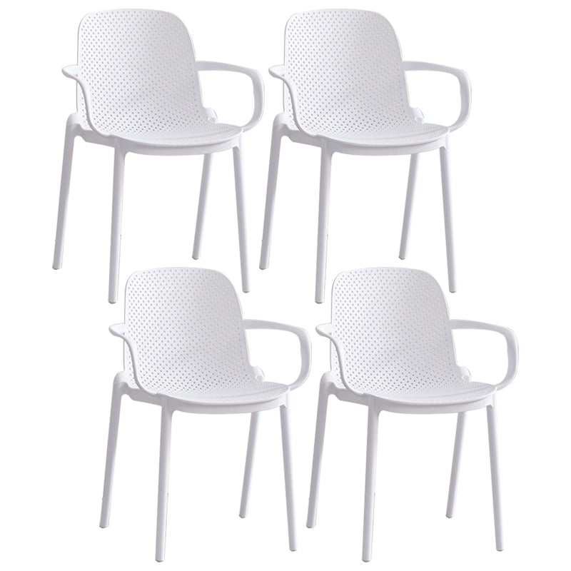 Contemporary Style Plastic Dining Armchairs Solid Back Dining SIde Chair White 4 Piece Set Clearhalo ' kitchen&dining_furn' 'Dining Chairs' 'Dining Tables & Seating' 'dining_chair' 'furn' 'furn_dining_chair' 'Furniture' 'furniture_dining_chair' 'Kitchen & Dining Furniture' 'kitchen' 3950488