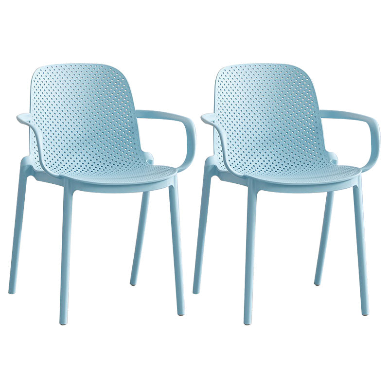 Contemporary Style Plastic Dining Armchairs Solid Back Dining SIde Chair Blue 2 Piece Set Clearhalo ' kitchen&dining_furn' 'Dining Chairs' 'Dining Tables & Seating' 'dining_chair' 'furn' 'furn_dining_chair' 'Furniture' 'furniture_dining_chair' 'Kitchen & Dining Furniture' 'kitchen' 3950492