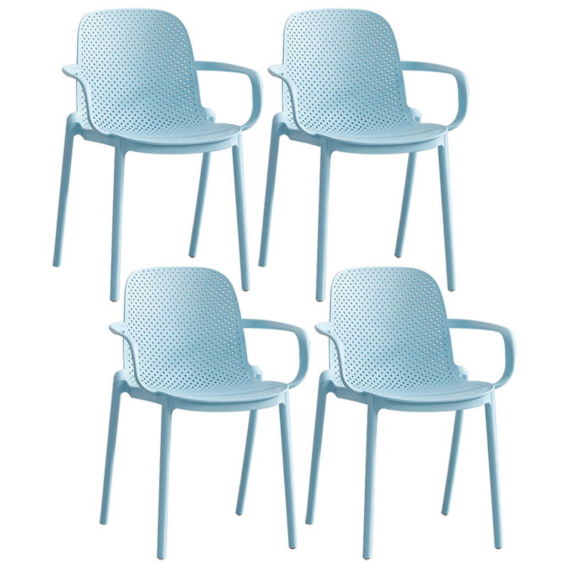 Contemporary Style Plastic Dining Armchairs Solid Back Dining SIde Chair Blue 4 Piece Set Clearhalo ' kitchen&dining_furn' 'Dining Chairs' 'Dining Tables & Seating' 'dining_chair' 'furn' 'furn_dining_chair' 'Furniture' 'furniture_dining_chair' 'Kitchen & Dining Furniture' 'kitchen' 3950493
