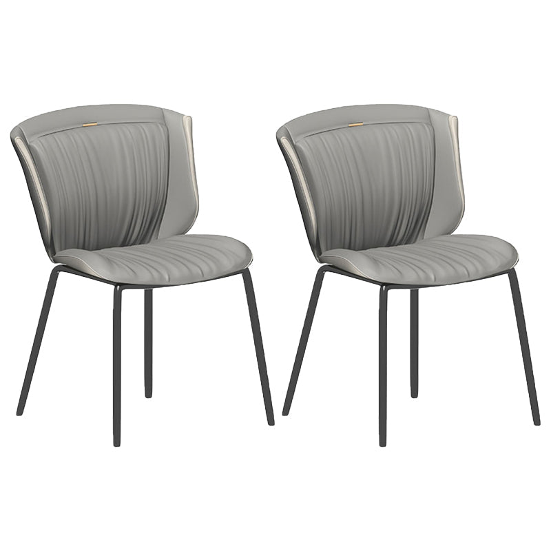 Home Side Chair Upholstered Wingback Dining Room Metal Chair (Set of 2) Dark Gray Black Clearhalo ' kitchen&dining_furn' 'Dining Chairs' 'Dining Tables & Seating' 'dining_chair' 'furn' 'furn_dining_chair' 'Furniture' 'furniture_dining_chair' 'Kitchen & Dining Furniture' 'kitchen' 3950515