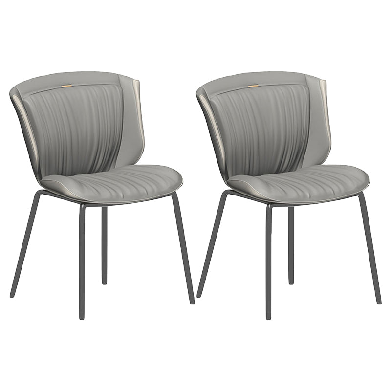 Home Side Chair Upholstered Wingback Dining Room Metal Chair (Set of 2) Dark Gray Gray Clearhalo ' kitchen&dining_furn' 'Dining Chairs' 'Dining Tables & Seating' 'dining_chair' 'furn' 'furn_dining_chair' 'Furniture' 'furniture_dining_chair' 'Kitchen & Dining Furniture' 'kitchen' 3950517