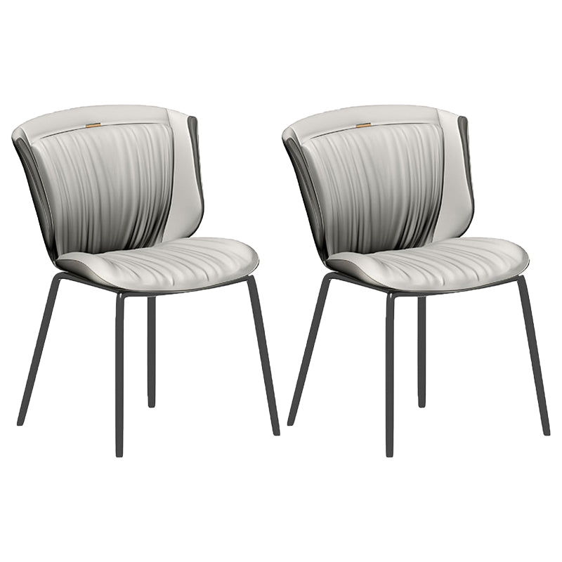 Home Side Chair Upholstered Wingback Dining Room Metal Chair (Set of 2) Light Gray Black Clearhalo ' kitchen&dining_furn' 'Dining Chairs' 'Dining Tables & Seating' 'dining_chair' 'furn' 'furn_dining_chair' 'Furniture' 'furniture_dining_chair' 'Kitchen & Dining Furniture' 'kitchen' 3950519