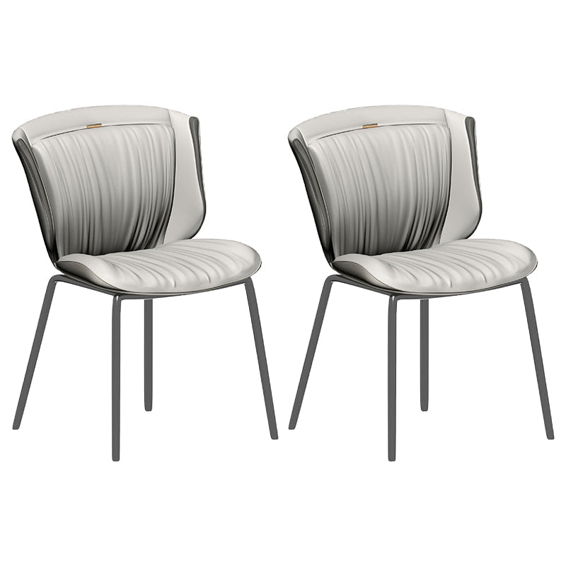 Home Side Chair Upholstered Wingback Dining Room Metal Chair (Set of 2) Light Gray Gray Clearhalo ' kitchen&dining_furn' 'Dining Chairs' 'Dining Tables & Seating' 'dining_chair' 'furn' 'furn_dining_chair' 'Furniture' 'furniture_dining_chair' 'Kitchen & Dining Furniture' 'kitchen' 3950521