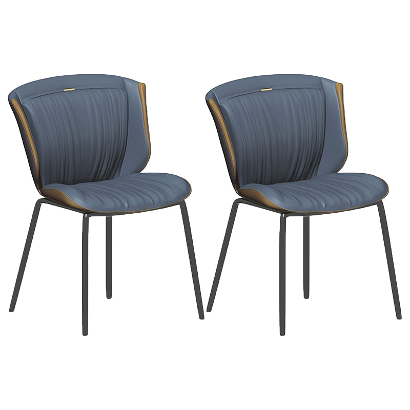Home Side Chair Upholstered Wingback Dining Room Metal Chair (Set of 2) Blue-Brown Black Clearhalo ' kitchen&dining_furn' 'Dining Chairs' 'Dining Tables & Seating' 'dining_chair' 'furn' 'furn_dining_chair' 'Furniture' 'furniture_dining_chair' 'Kitchen & Dining Furniture' 'kitchen' 3950526
