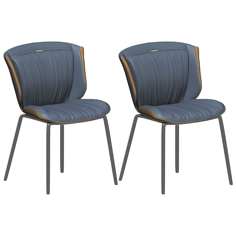 Home Side Chair Upholstered Wingback Dining Room Metal Chair (Set of 2) Blue-Brown Gray Clearhalo ' kitchen&dining_furn' 'Dining Chairs' 'Dining Tables & Seating' 'dining_chair' 'furn' 'furn_dining_chair' 'Furniture' 'furniture_dining_chair' 'Kitchen & Dining Furniture' 'kitchen' 3950528