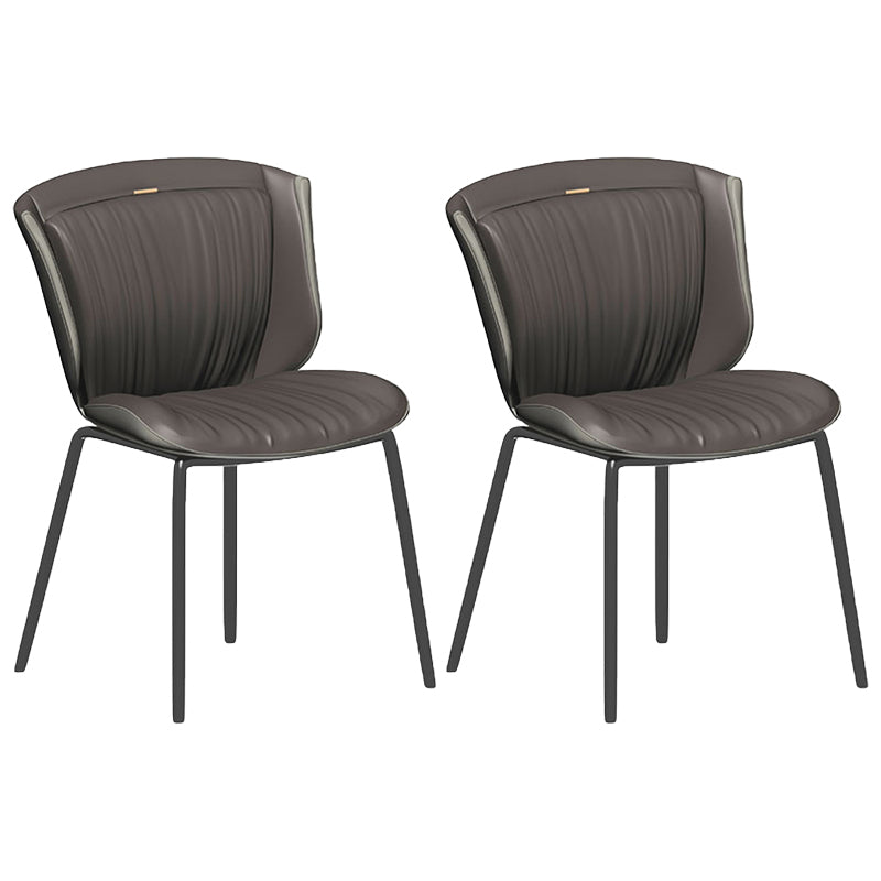 Home Side Chair Upholstered Wingback Dining Room Metal Chair (Set of 2) Dark Brown Black Clearhalo ' kitchen&dining_furn' 'Dining Chairs' 'Dining Tables & Seating' 'dining_chair' 'furn' 'furn_dining_chair' 'Furniture' 'furniture_dining_chair' 'Kitchen & Dining Furniture' 'kitchen' 3950530