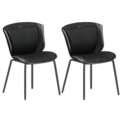 Home Side Chair Upholstered Wingback Dining Room Metal Chair (Set of 2) Dark Gray-Black Black Clearhalo ' kitchen&dining_furn' 'Dining Chairs' 'Dining Tables & Seating' 'dining_chair' 'furn' 'furn_dining_chair' 'Furniture' 'furniture_dining_chair' 'Kitchen & Dining Furniture' 'kitchen' 3950535