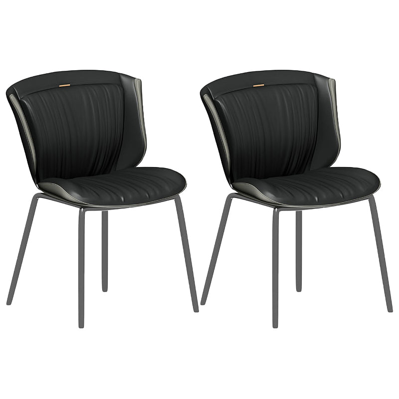 Home Side Chair Upholstered Wingback Dining Room Metal Chair (Set of 2) Dark Gray-Black Gray Clearhalo ' kitchen&dining_furn' 'Dining Chairs' 'Dining Tables & Seating' 'dining_chair' 'furn' 'furn_dining_chair' 'Furniture' 'furniture_dining_chair' 'Kitchen & Dining Furniture' 'kitchen' 3950536