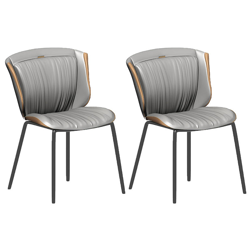 Home Side Chair Upholstered Wingback Dining Room Metal Chair (Set of 2) Gray-Orange Black Clearhalo ' kitchen&dining_furn' 'Dining Chairs' 'Dining Tables & Seating' 'dining_chair' 'furn' 'furn_dining_chair' 'Furniture' 'furniture_dining_chair' 'Kitchen & Dining Furniture' 'kitchen' 3950538