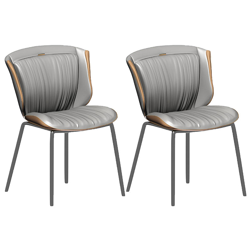 Home Side Chair Upholstered Wingback Dining Room Metal Chair (Set of 2) Gray-Orange Gray Clearhalo ' kitchen&dining_furn' 'Dining Chairs' 'Dining Tables & Seating' 'dining_chair' 'furn' 'furn_dining_chair' 'Furniture' 'furniture_dining_chair' 'Kitchen & Dining Furniture' 'kitchen' 3950540