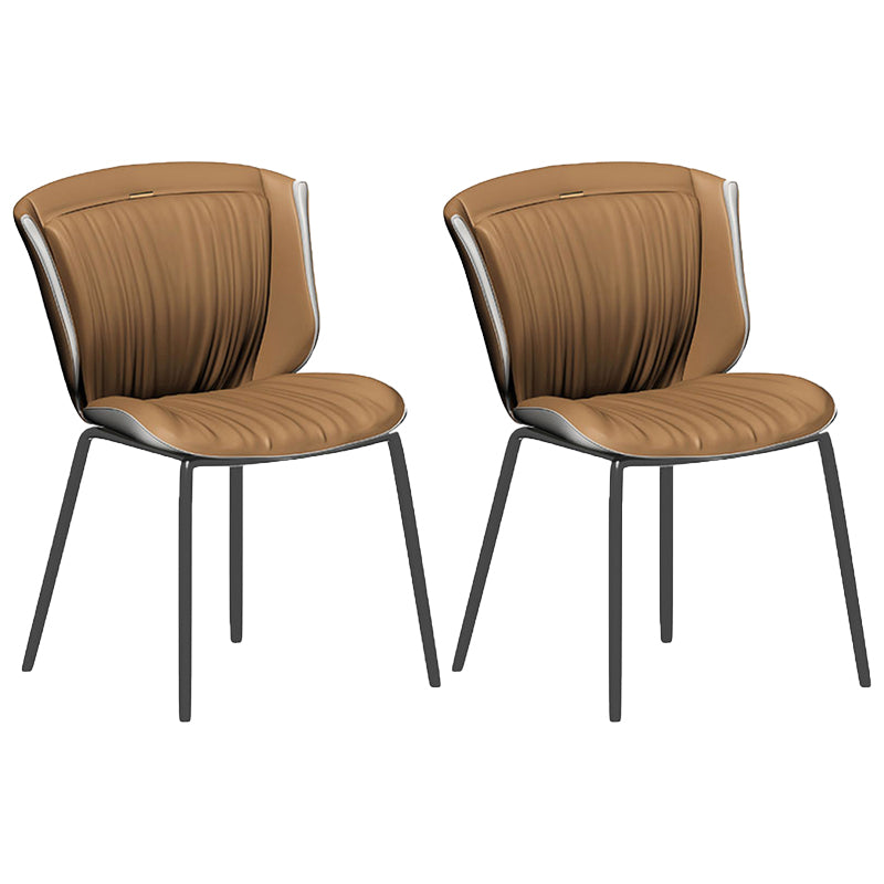 Home Side Chair Upholstered Wingback Dining Room Metal Chair (Set of 2) Orange-Gray Black Clearhalo ' kitchen&dining_furn' 'Dining Chairs' 'Dining Tables & Seating' 'dining_chair' 'furn' 'furn_dining_chair' 'Furniture' 'furniture_dining_chair' 'Kitchen & Dining Furniture' 'kitchen' 3950542