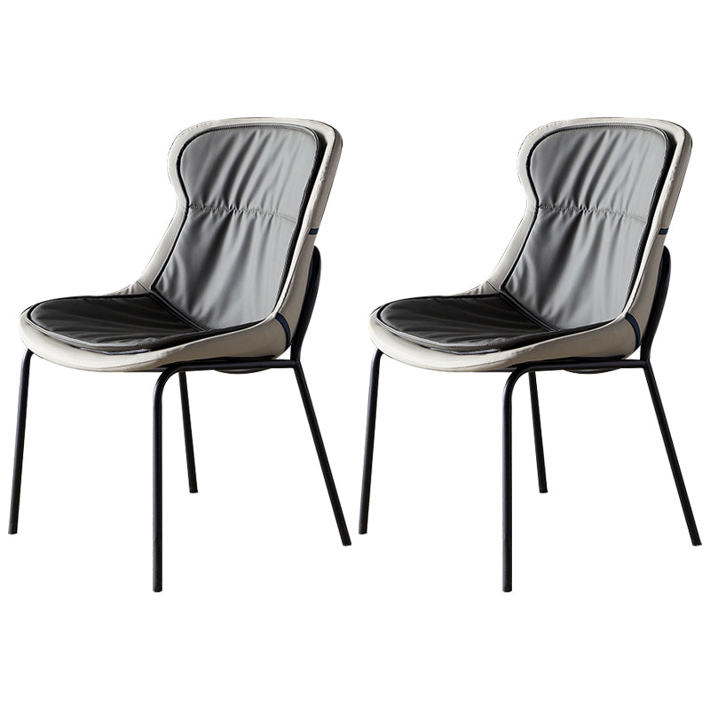 Modern Upholstered Side Dining Chairs Side Chair with Metal Legs (Set of 2) Dark Gray Black Clearhalo ' kitchen&dining_furn' 'Dining Chairs' 'Dining Tables & Seating' 'dining_chair' 'furn' 'furn_dining_chair' 'Furniture' 'furniture_dining_chair' 'Kitchen & Dining Furniture' 'kitchen' 3950549
