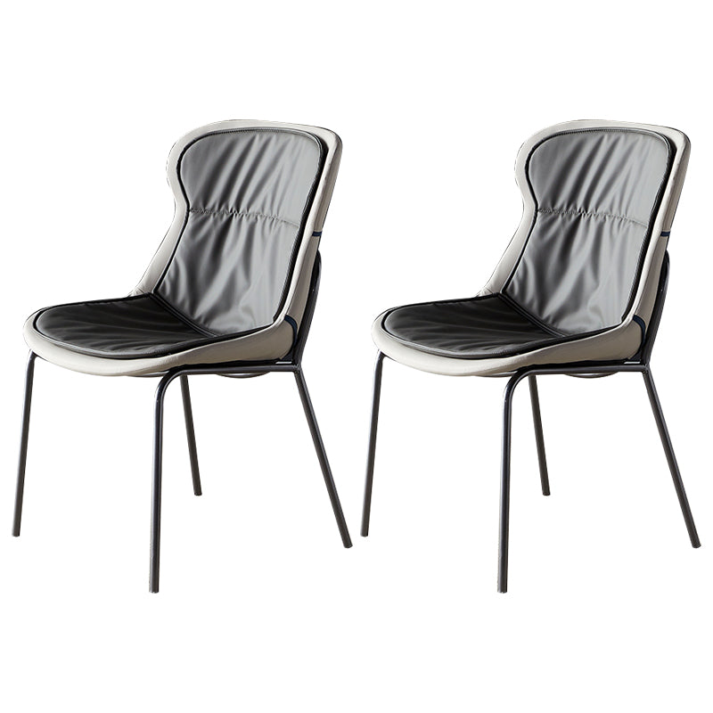 Modern Upholstered Side Dining Chairs Side Chair with Metal Legs (Set of 2) Dark Gray Gray Clearhalo ' kitchen&dining_furn' 'Dining Chairs' 'Dining Tables & Seating' 'dining_chair' 'furn' 'furn_dining_chair' 'Furniture' 'furniture_dining_chair' 'Kitchen & Dining Furniture' 'kitchen' 3950550