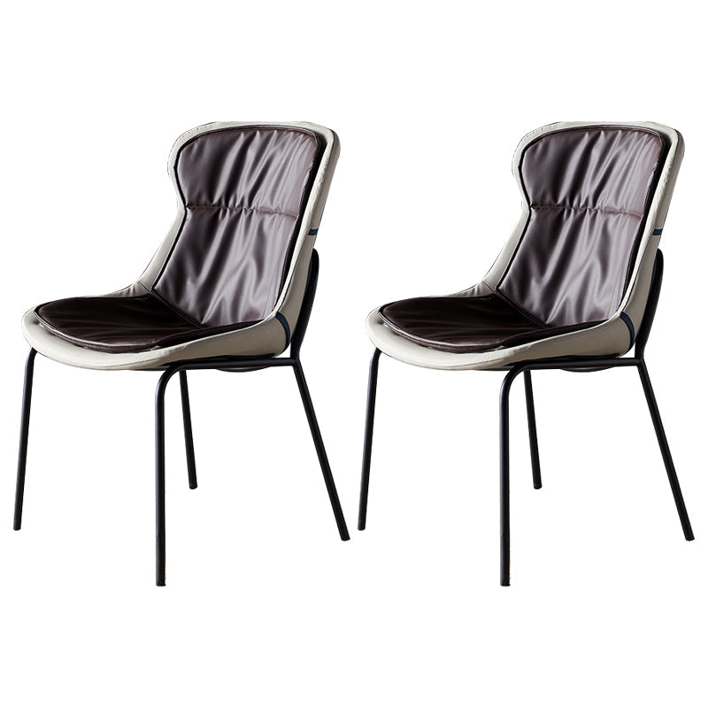Modern Upholstered Side Dining Chairs Side Chair with Metal Legs (Set of 2) Dark Brown Black Clearhalo ' kitchen&dining_furn' 'Dining Chairs' 'Dining Tables & Seating' 'dining_chair' 'furn' 'furn_dining_chair' 'Furniture' 'furniture_dining_chair' 'Kitchen & Dining Furniture' 'kitchen' 3950561