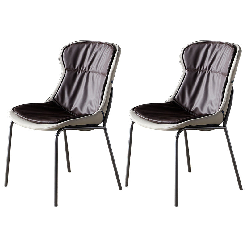 Modern Upholstered Side Dining Chairs Side Chair with Metal Legs (Set of 2) Dark Brown Gray Clearhalo ' kitchen&dining_furn' 'Dining Chairs' 'Dining Tables & Seating' 'dining_chair' 'furn' 'furn_dining_chair' 'Furniture' 'furniture_dining_chair' 'Kitchen & Dining Furniture' 'kitchen' 3950563