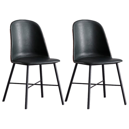Modern Armless Dining Chairs Solid Back Dining Side Chair with Black Legs (Set of 2) Dark Gray Clearhalo ' kitchen&dining_furn' 'Dining Chairs' 'Dining Tables & Seating' 'dining_chair' 'furn' 'furn_dining_chair' 'Furniture' 'furniture_dining_chair' 'Kitchen & Dining Furniture' 'kitchen' 3950574