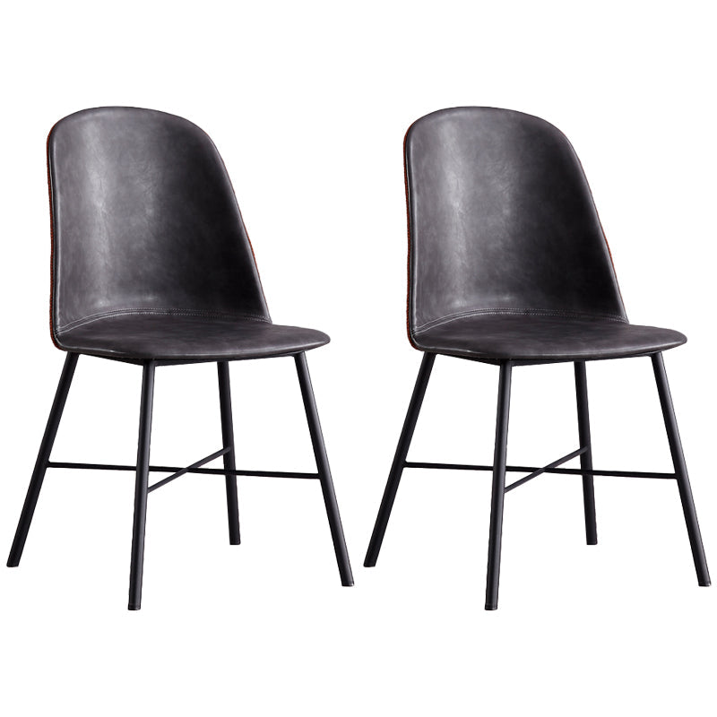 Modern Armless Dining Chairs Solid Back Dining Side Chair with Black Legs (Set of 2) Green Clearhalo ' kitchen&dining_furn' 'Dining Chairs' 'Dining Tables & Seating' 'dining_chair' 'furn' 'furn_dining_chair' 'Furniture' 'furniture_dining_chair' 'Kitchen & Dining Furniture' 'kitchen' 3950577