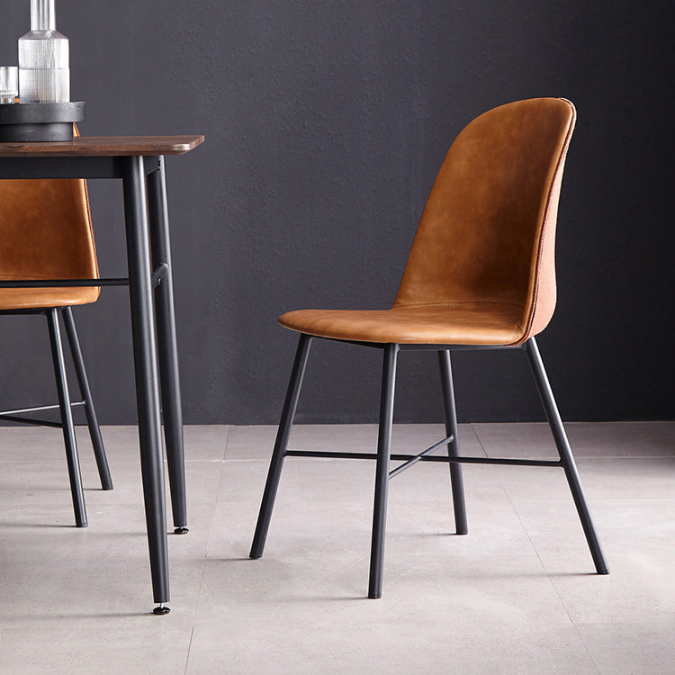 Modern Armless Dining Chairs Solid Back Dining Side Chair with Black Legs (Set of 2) Clearhalo ' kitchen&dining_furn' 'Dining Chairs' 'Dining Tables & Seating' 'dining_chair' 'furn' 'furn_dining_chair' 'Furniture' 'furniture_dining_chair' 'Kitchen & Dining Furniture' 'kitchen' 3950586