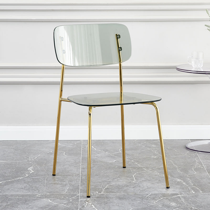 Industrial Style Plastic Dining Armless Chairs Open Back Dining Side Chair for Home Grey 1 Piece Brass Gold Clearhalo ' kitchen&dining_furn' 'Dining Chairs' 'Dining Tables & Seating' 'dining_chair' 'furn' 'furn_dining_chair' 'Furniture' 'furniture_dining_chair' 'Kitchen & Dining Furniture' 'kitchen' 3950592