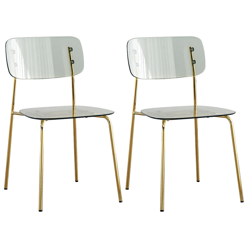 Industrial Style Plastic Dining Armless Chairs Open Back Dining Side Chair for Home Grey 2 Piece Set Brass Gold Clearhalo ' kitchen&dining_furn' 'Dining Chairs' 'Dining Tables & Seating' 'dining_chair' 'furn' 'furn_dining_chair' 'Furniture' 'furniture_dining_chair' 'Kitchen & Dining Furniture' 'kitchen' 3950594