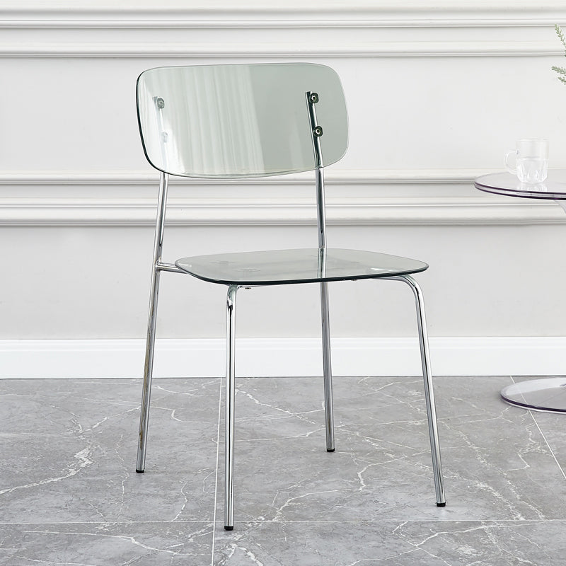 Industrial Style Plastic Dining Armless Chairs Open Back Dining Side Chair for Home Grey 1 Piece Silver Clearhalo ' kitchen&dining_furn' 'Dining Chairs' 'Dining Tables & Seating' 'dining_chair' 'furn' 'furn_dining_chair' 'Furniture' 'furniture_dining_chair' 'Kitchen & Dining Furniture' 'kitchen' 3950597