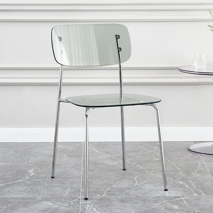 Industrial Style Plastic Dining Armless Chairs Open Back Dining Side Chair for Home Grey 1 Piece Silver Clearhalo ' kitchen&dining_furn' 'Dining Chairs' 'Dining Tables & Seating' 'dining_chair' 'furn' 'furn_dining_chair' 'Furniture' 'furniture_dining_chair' 'Kitchen & Dining Furniture' 'kitchen' 3950597